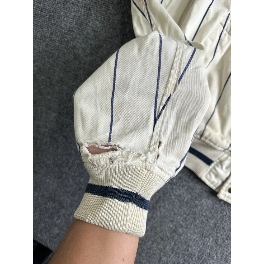 Mens 90s Polo by Ralph Lauren Striped Snap Front Bomber Jacket, Size M